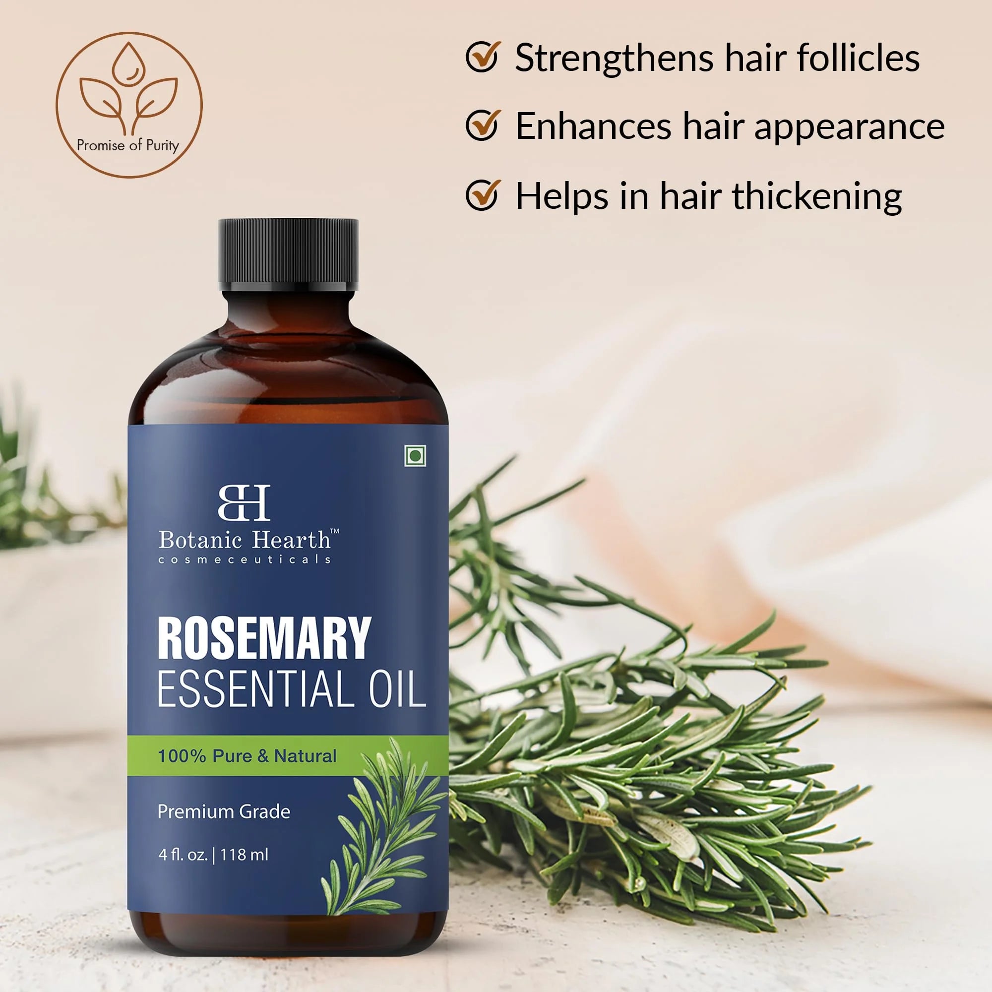 Rosemary Oil for Hair Growth 4 Fl Oz |100% Pure & Natural Premium Grade Essential Oils for Diffuser, Aromatherapy, Soap and Candle Making | for Hair Volume, Eyelash Care, Skin Care