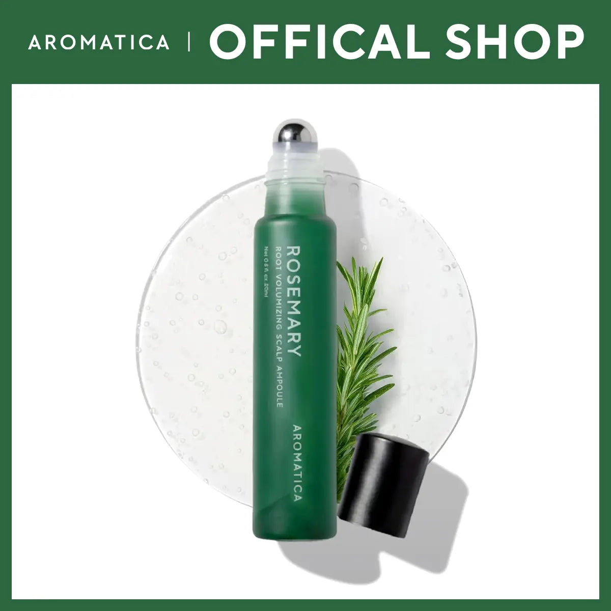 AROMATICA Rosemary Root Volumizing Scalp Serum, Hair Growth Serum Roll On, Caffeine 10,000Ppm & Rosemary Essential Oils 1,400 Ppm, Cooling Scalp Korean Hair Care, Silicon/Paraben/Sulfate‑Free (0.67Oz)