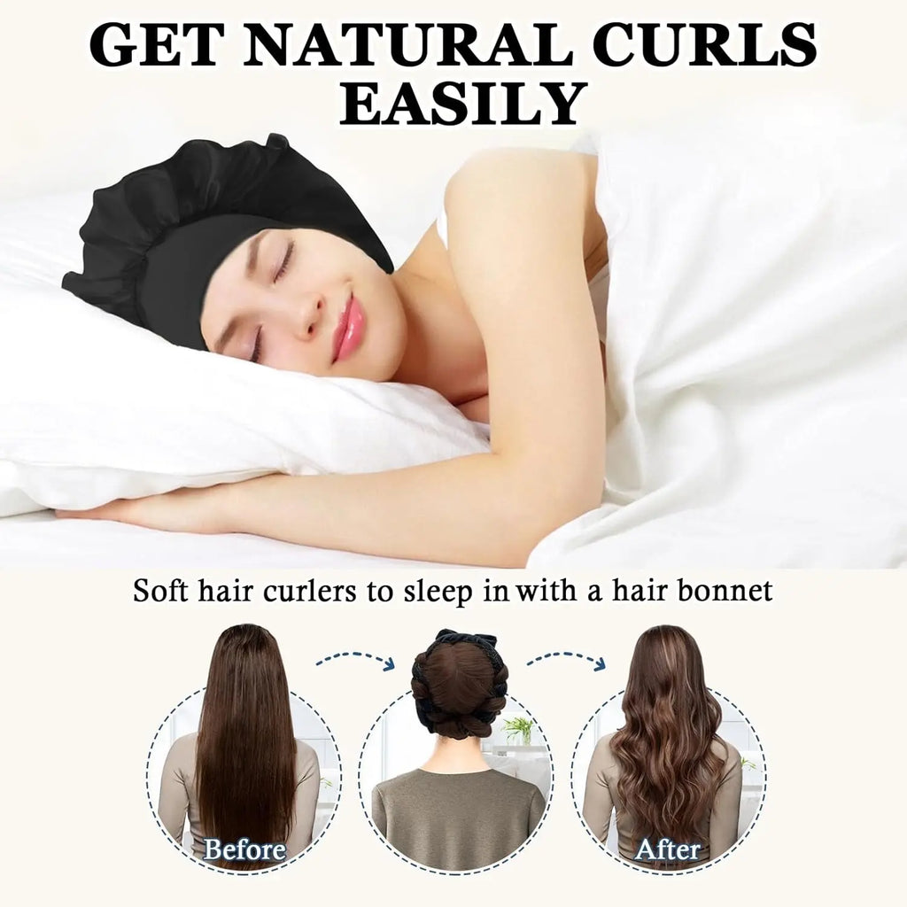 Satin Silk Hair Care Set, Pillowcase + Satin Bonnet + Hair Band, Anti-Frizz, Heatless Styling Tool, Suitable for Curly Long Hair
