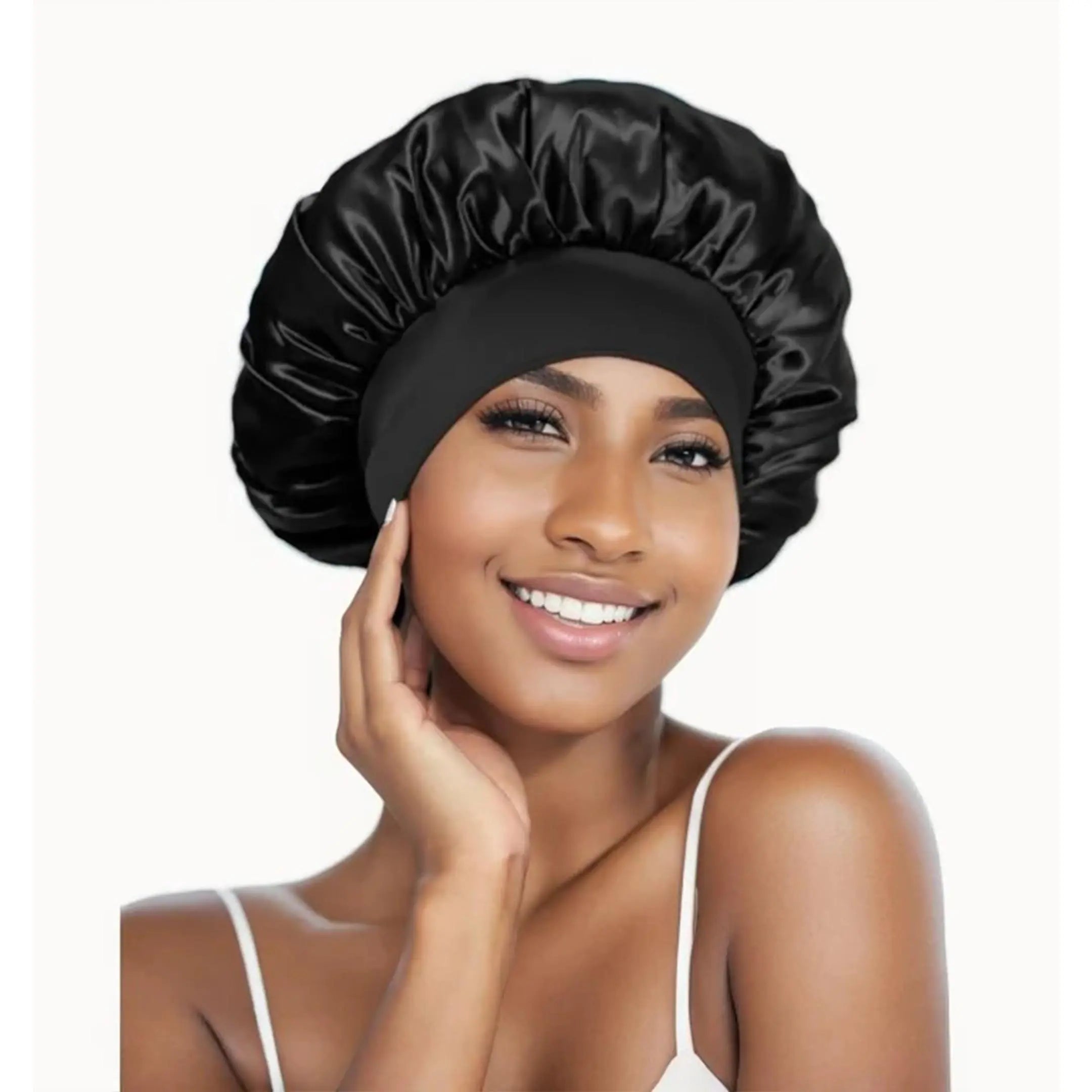 Twicebeauty Women'S Silk Hair Bonnet for Braids - Satin Sleep Cap with Soft Elastic Band, Casual Adults' Daily Haircare Gift Accessory, Wine-Colored, Cold Wash & Easy to Clean