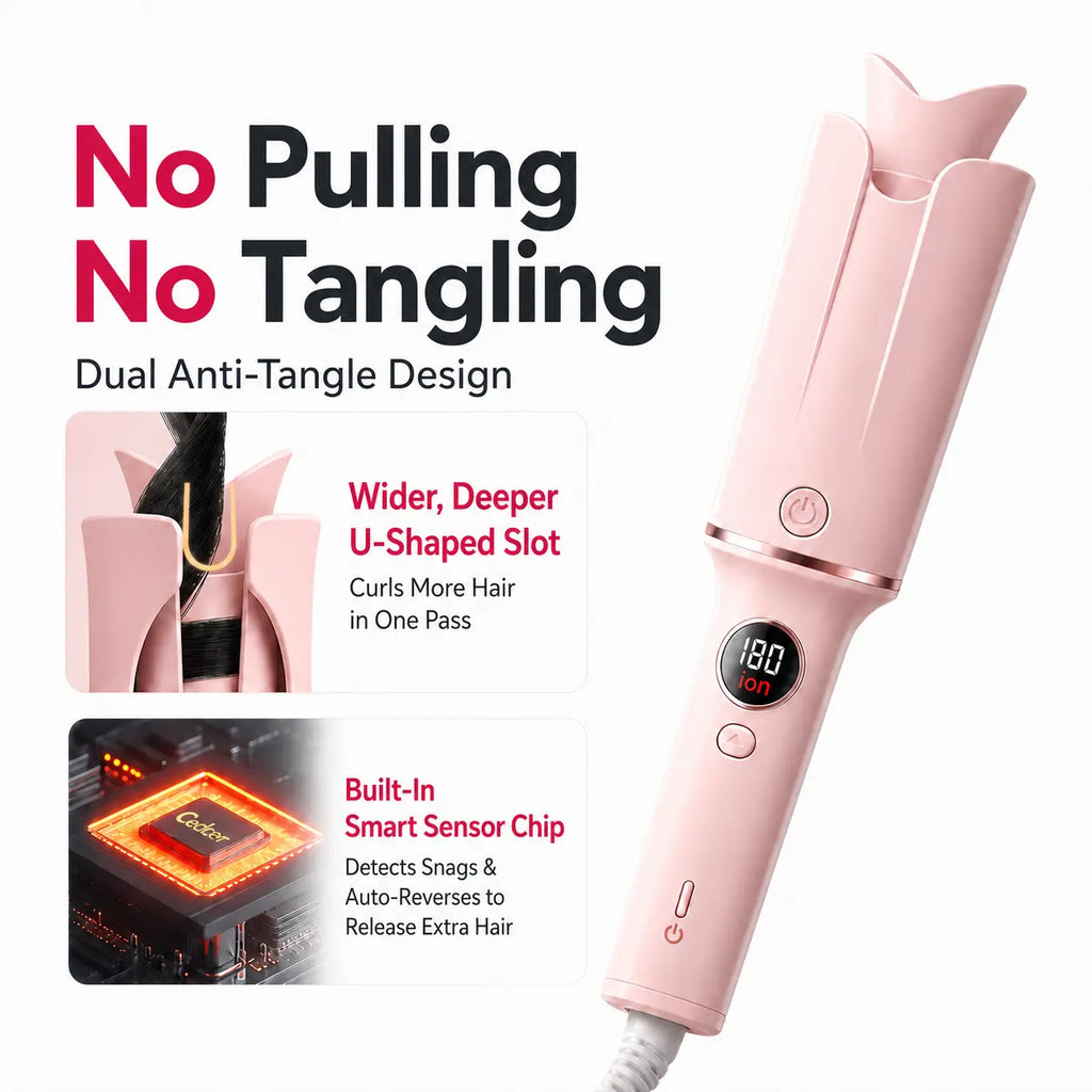 1.25 Inch Auto Rotating Curling Iron – Fast Perfect Curls with 500 Million Negative Ions, Ionic Ceramic Large Barrel Hair Curler, Anti-Scald No Burn, Anti-Tangle, Long Lasting Beach Waves, Professional Salon Results, Dual Voltage Travel Ready