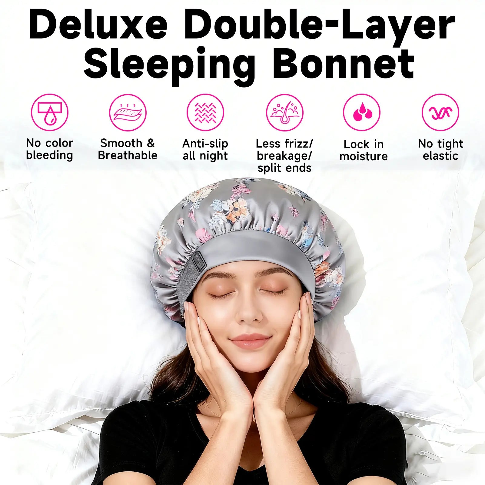 Silk for Sleeping Double Layer Satin Adjustable for Black Woman Sleep Cap Reversible Hair for Curly Hair (Blackandpurple) Love Lucy Bonnet Hats Daily Heatless Elastic Haircare