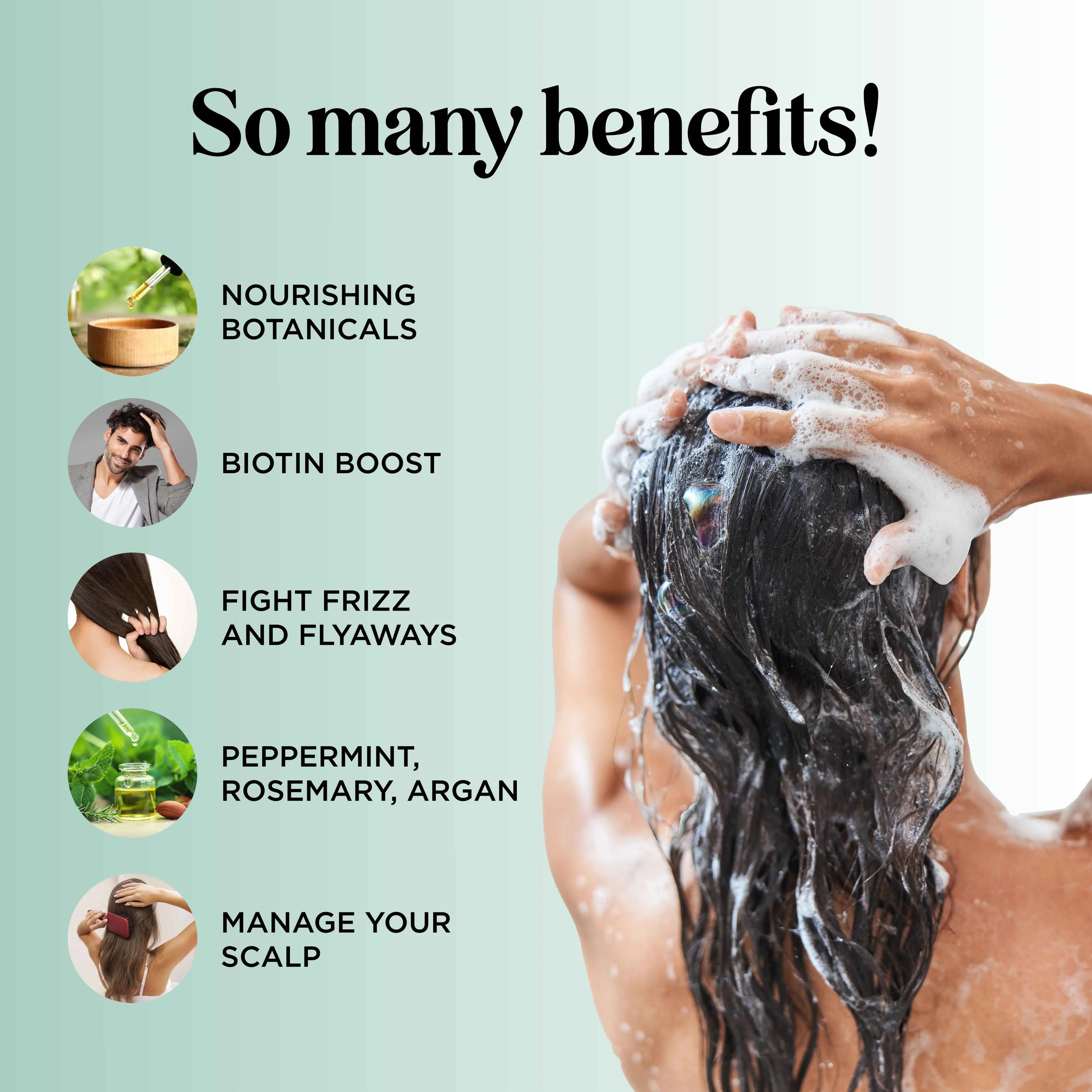 Maple Holistics Biotin & Rosemary Shampoo and Conditioner Set - Volumizing Hair Care for Thicker-Looking Hair | Scalp Invigorating Formula with Rosemary Oil | Sulfate-Free & Vegan Duo for Fine & Thinning Hair