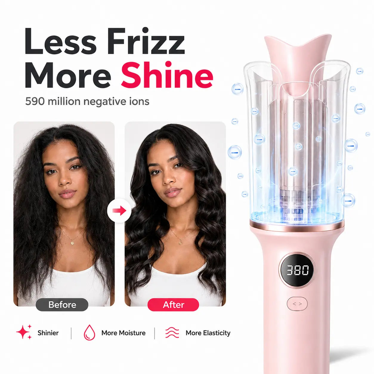 1.25 Inch Auto Rotating Curling Iron – Fast Perfect Curls with 500 Million Negative Ions, Ionic Ceramic Large Barrel Hair Curler, Anti-Scald No Burn, Anti-Tangle, Long Lasting Beach Waves, Professional Salon Results, Dual Voltage Travel Ready