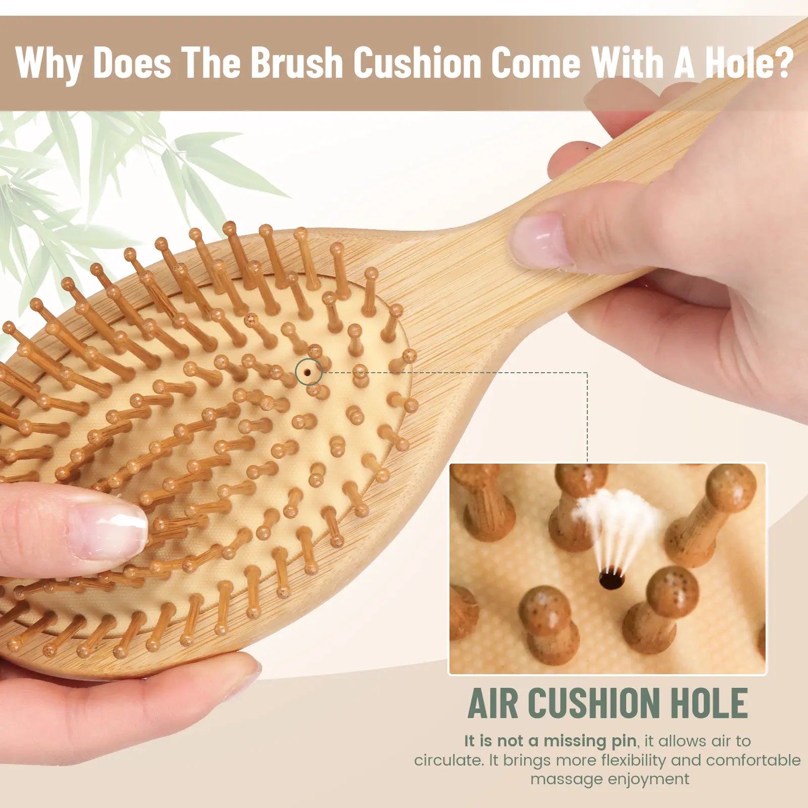 Bamboo Hair Brush Set – Bamboo Comb Set for Hair Growth, Paddle Detangling Hairbrush, Wide Tooth & Tail Tooth Comb and Mini Boar Bristle Travel Hairbrush, Brush Cleaner Included, Summer Hairstyles