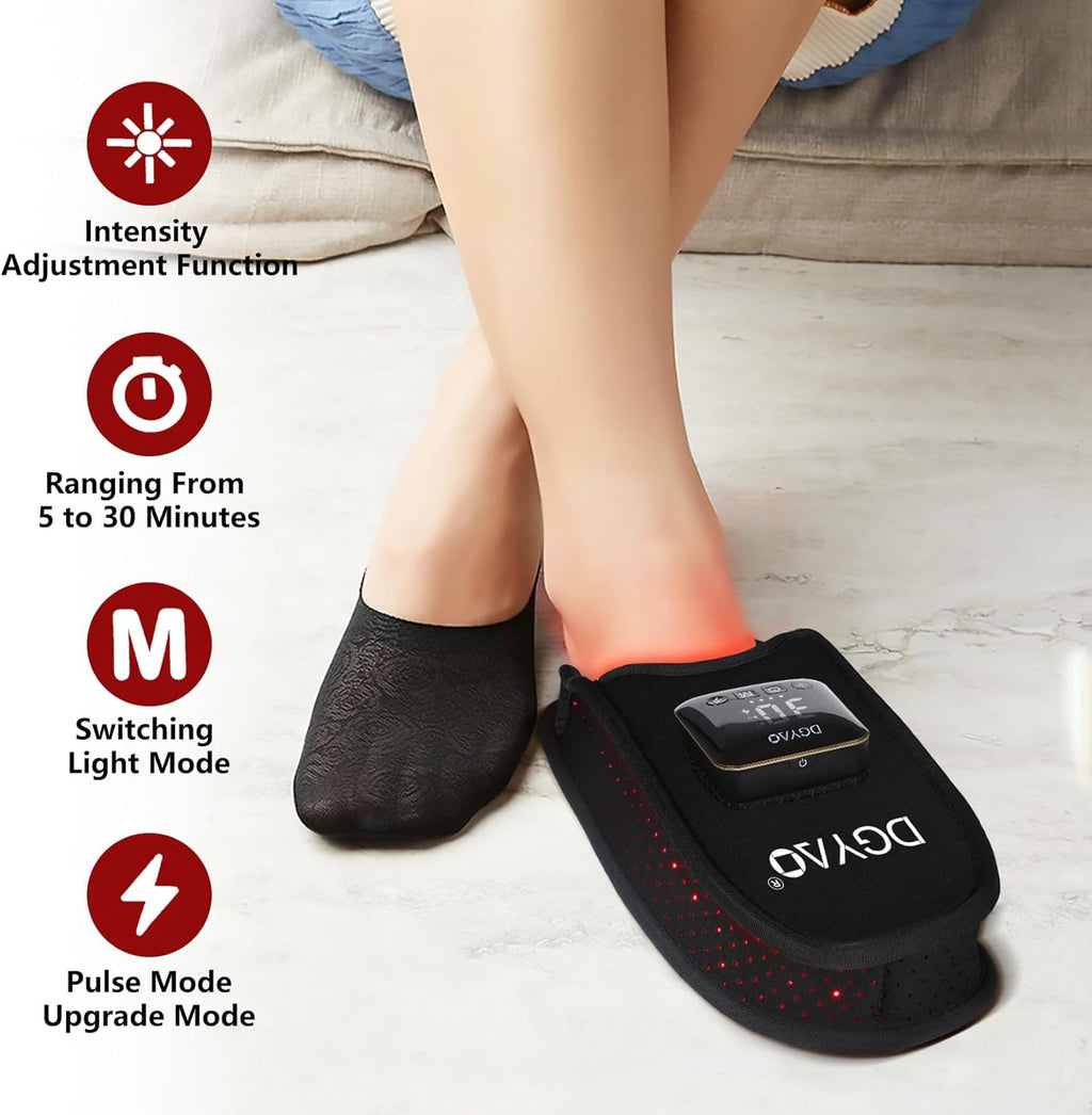 Cordless Red Light Therapy for Foot Slipper near Infrared Light Therapy Device for Feet Toes Instep Pain Relief Led Portable Wearable Rechargeable with 4000Mah Battery