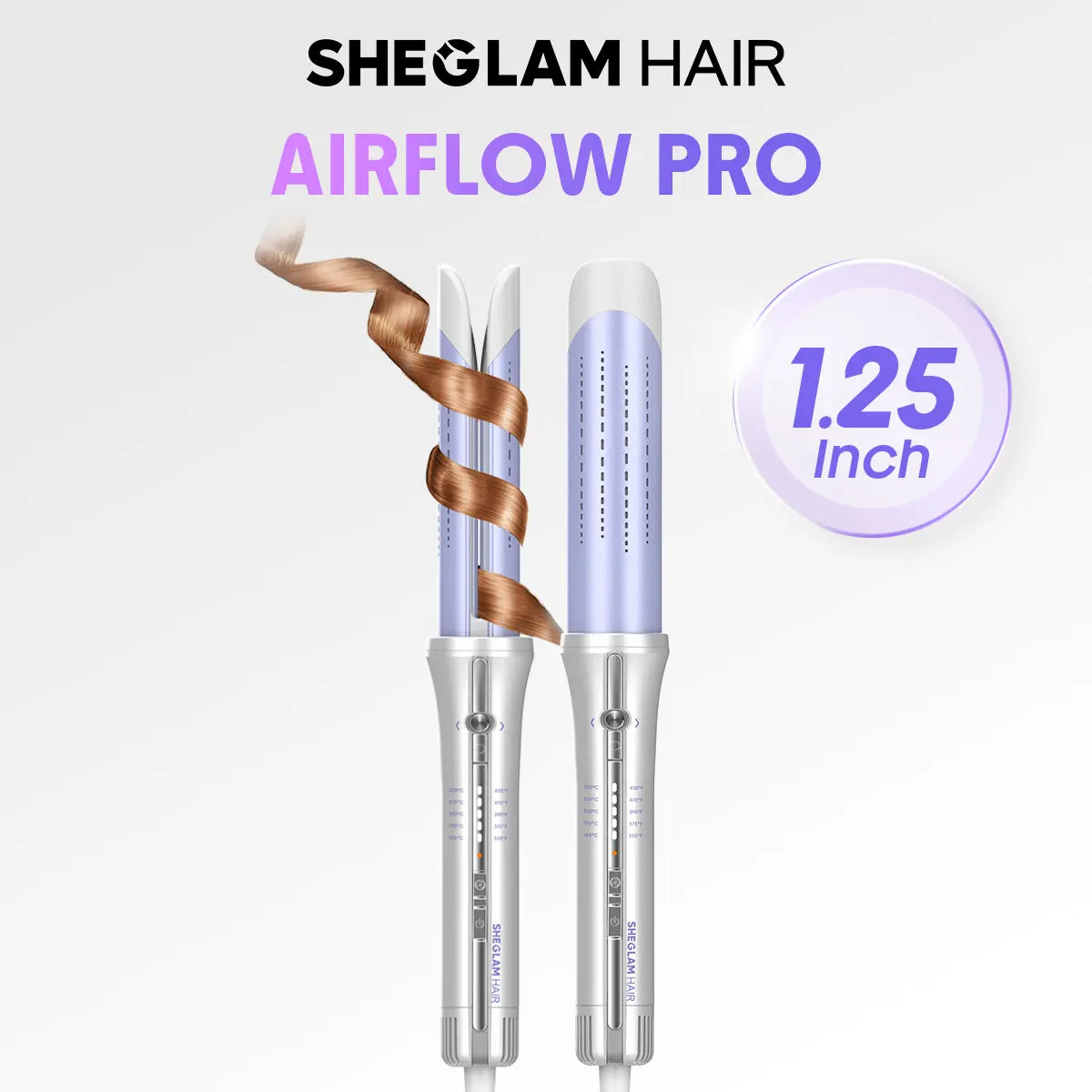 SHEGLAM HAIR One Touch Airflow Styler Pro | Auto Rotating Curling Iron | 1/1.25 Inch Curls | 360° Cooling Airflow | 5-Level Temps | anti Scald | Glosspro Ceramic Coating | Less Damage | Bouncy & Long Lasting Curls#Automatic Curling Iron #Girly Essentials