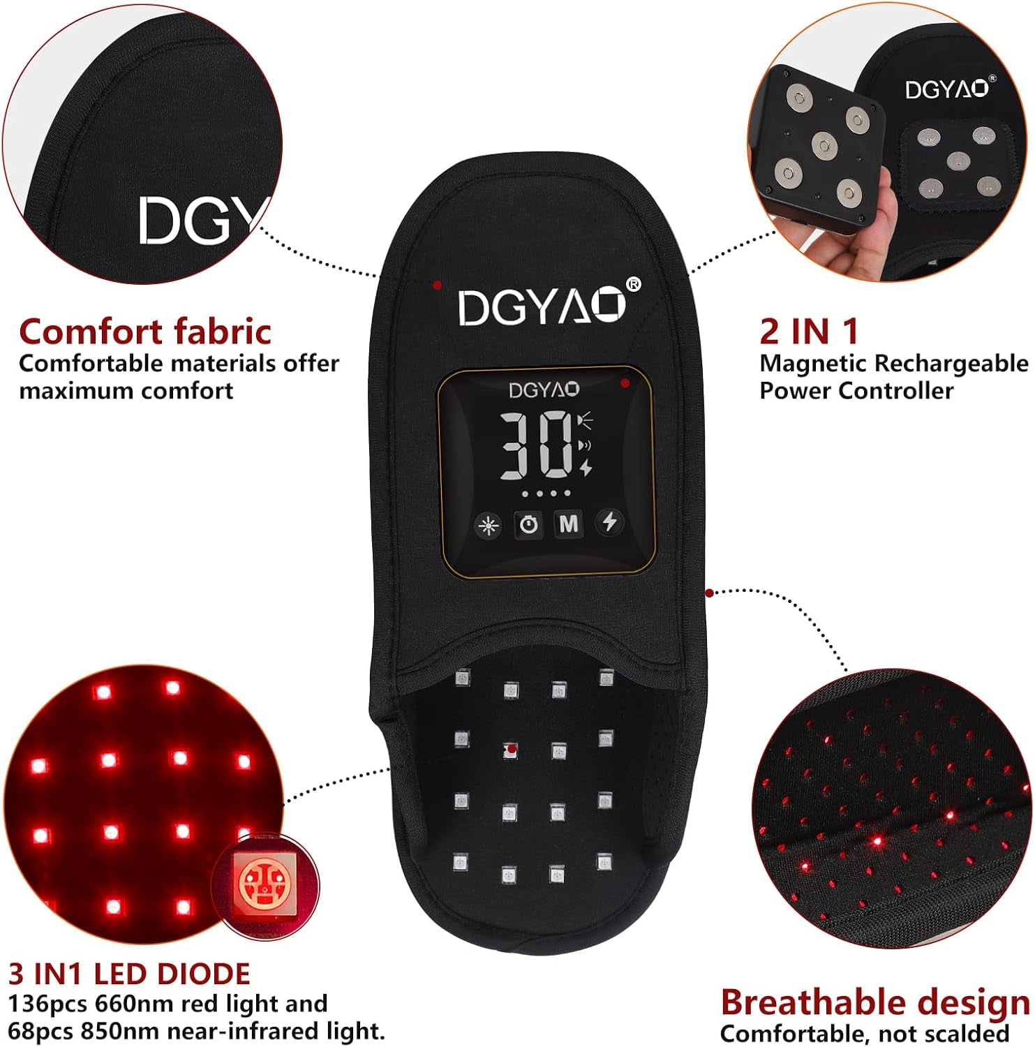 Cordless Red Light Therapy for Foot Slipper near Infrared Light Therapy Device for Feet Toes Instep Pain Relief Led Portable Wearable Rechargeable with 4000Mah Battery