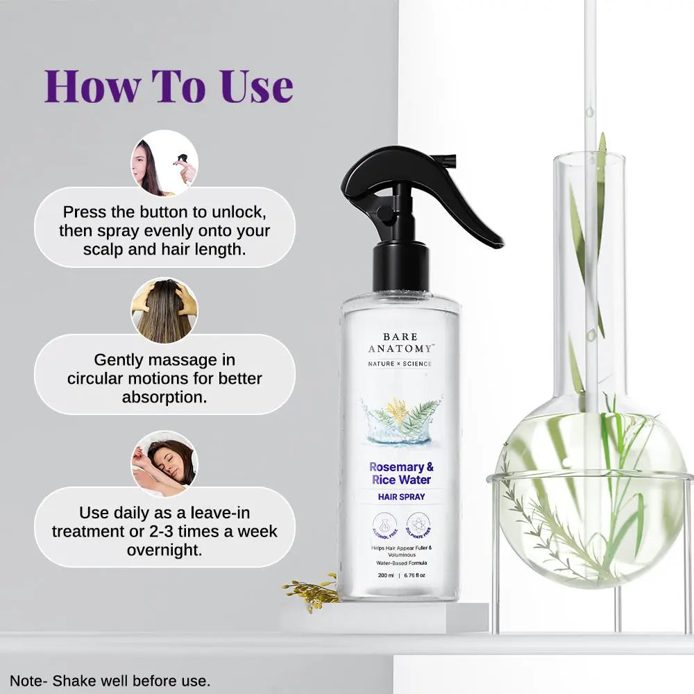 Rosemary & Rice Water Hair Spray- 200Ml Pack of 2