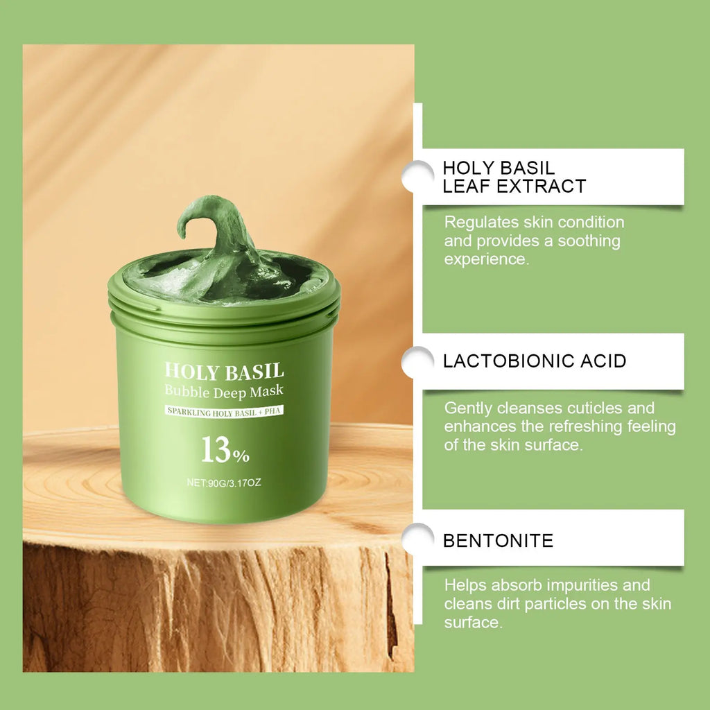 Bubble Cleansing Mask with 13% Pha Gentle Exfoliation, Deep Pore Cleaning, Moisturizing Brightening, Suitable for All Skin Types