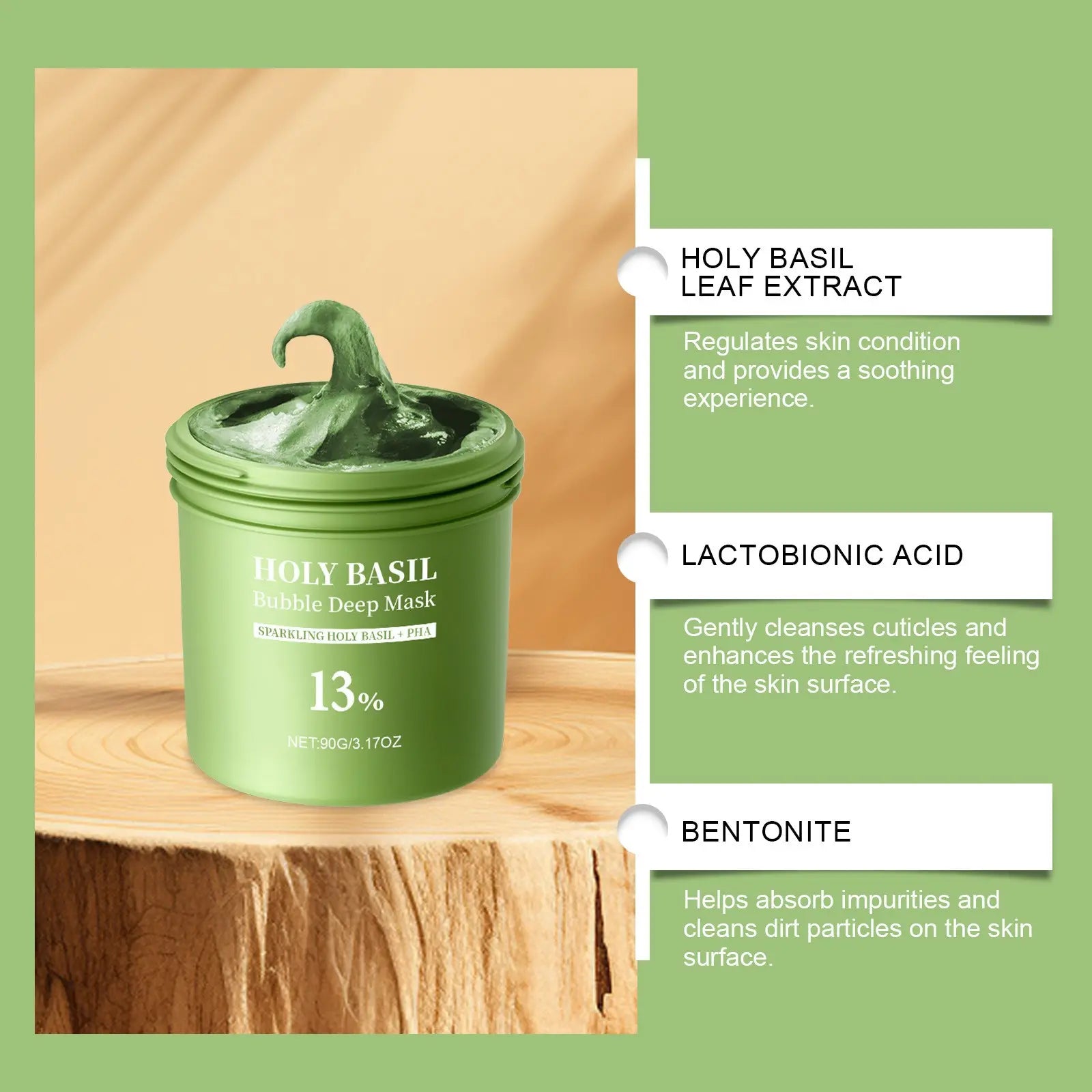 Bubble Cleansing Mask with 13% Pha Gentle Exfoliation, Deep Pore Cleaning, Moisturizing Brightening, Suitable for All Skin Types
