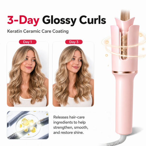 1.25 Inch Auto Rotating Curling Iron – Fast Perfect Curls with 500 Million Negative Ions, Ionic Ceramic Large Barrel Hair Curler, Anti-Scald No Burn, Anti-Tangle, Long Lasting Beach Waves, Professional Salon Results, Dual Voltage Travel Ready