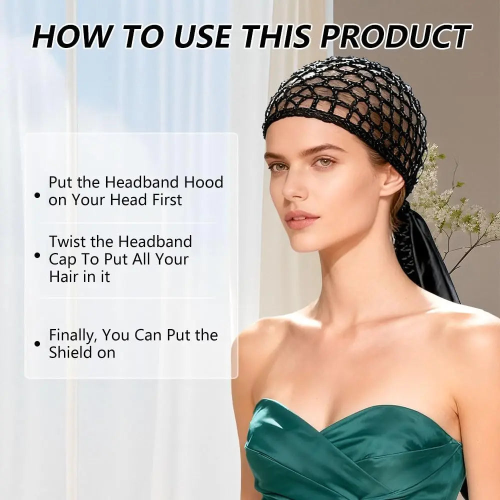 Women'S 2-In-1 Satin Hair Wrap & Silk Bonnet - Adjustable Shower/Sleep Cap, Doobie Wrap for Long Curly Hair, Heatless Daily Haircare Gift (Bathroom Home Supply)