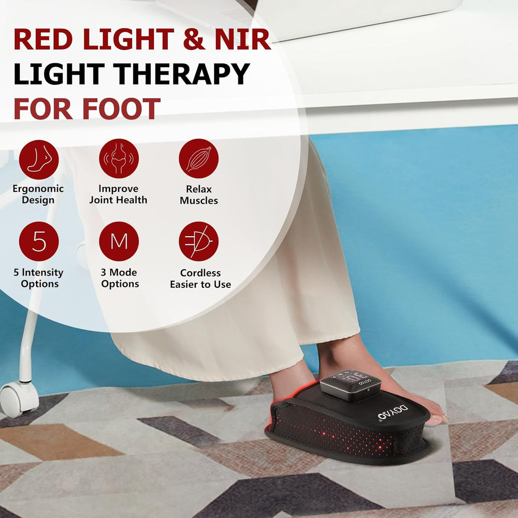 Cordless Red Light Therapy for Foot Slipper near Infrared Light Therapy Device for Feet Toes Instep Pain Relief Led Portable Wearable Rechargeable with 4000Mah Battery