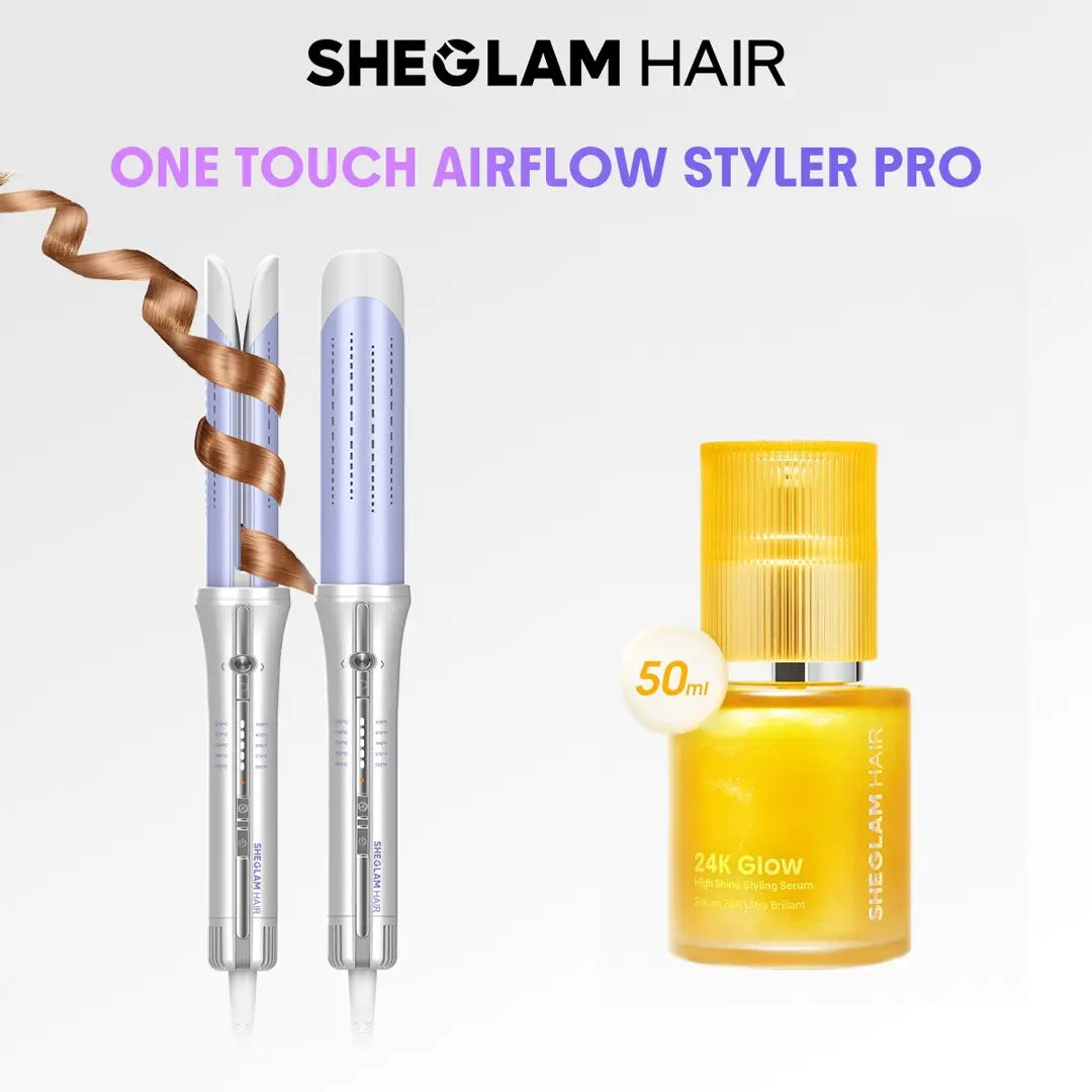 SHEGLAM HAIR One Touch Airflow Styler Pro | Auto Rotating Curling Iron | 1/1.25 Inch Curls | 360° Cooling Airflow | 5-Level Temps | anti Scald | Glosspro Ceramic Coating | Less Damage | Bouncy & Long Lasting Curls#Automatic Curling Iron #Girly Essentials