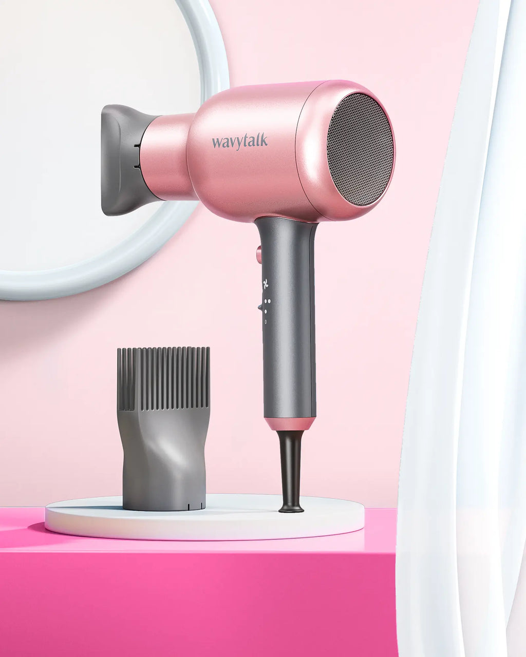 Wavytalk Blown Away Ionic Hair Dryer | 1875W Quick-Dry, Ceramic Coating Heat Damage Protection, Diffuser & Styling Comb Accessories, Lightweight & Quiet, Adaptable to All Hairstyles