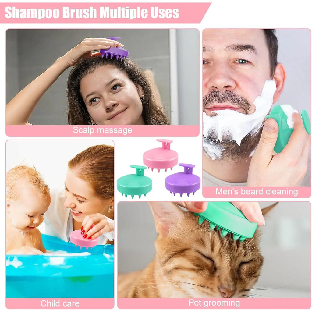 Scalp Massager Shampoo Brush, Soft Silicone Hair-Washing Brush for Deep Cleaning, Relaxing Scalp Massage & Hair Growth Care Shampoo Scrubber, Head Massagers
