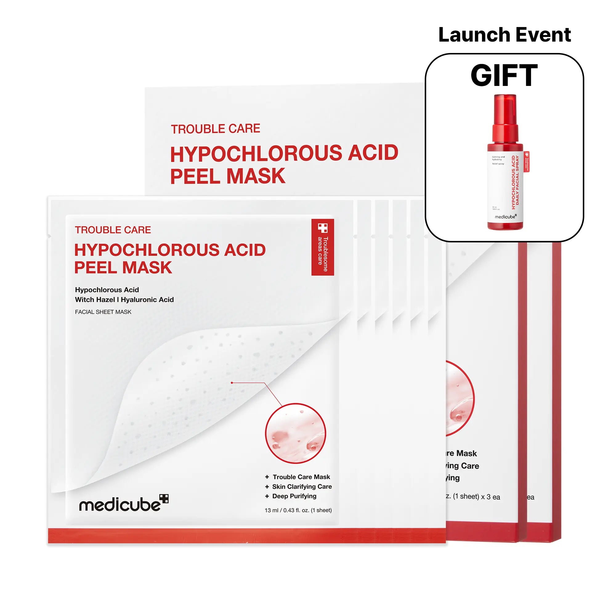 [Medicube] Hypochlorous Acid Peel Masks | Peel-Off Sheet Mask for Excess Sebum & Pore Care | Panthenol, Hyaluronic Acid for Hydrating & Pore-Refining Care | Korean Skincare, (13Ml / 0.43 Fl. Oz. X 3Ea)