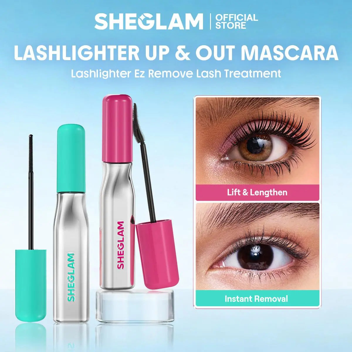 【FREE SHIPPING】SHEGLAM Lashlighter up & Out Black Mascara Waterproof Lengthening Eyes Lashes Ez Remove Lash Treatment