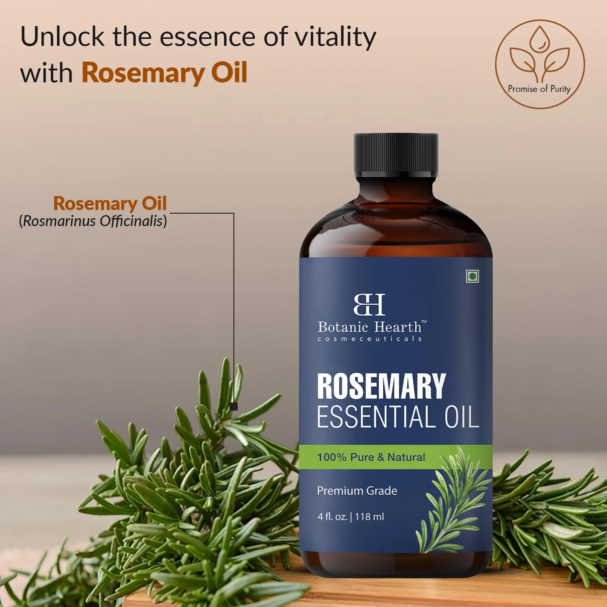 Rosemary Oil for Hair Growth 4 Fl Oz |100% Pure & Natural Premium Grade Essential Oils for Diffuser, Aromatherapy, Soap and Candle Making | for Hair Volume, Eyelash Care, Skin Care