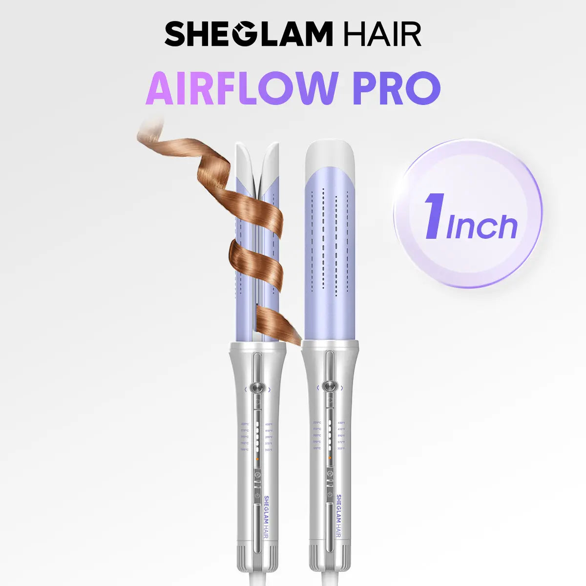 SHEGLAM HAIR One Touch Airflow Styler Pro | Auto Rotating Curling Iron | 1/1.25 Inch Curls | 360° Cooling Airflow | 5-Level Temps | anti Scald | Glosspro Ceramic Coating | Less Damage | Bouncy & Long Lasting Curls#Automatic Curling Iron #Girly Essentials