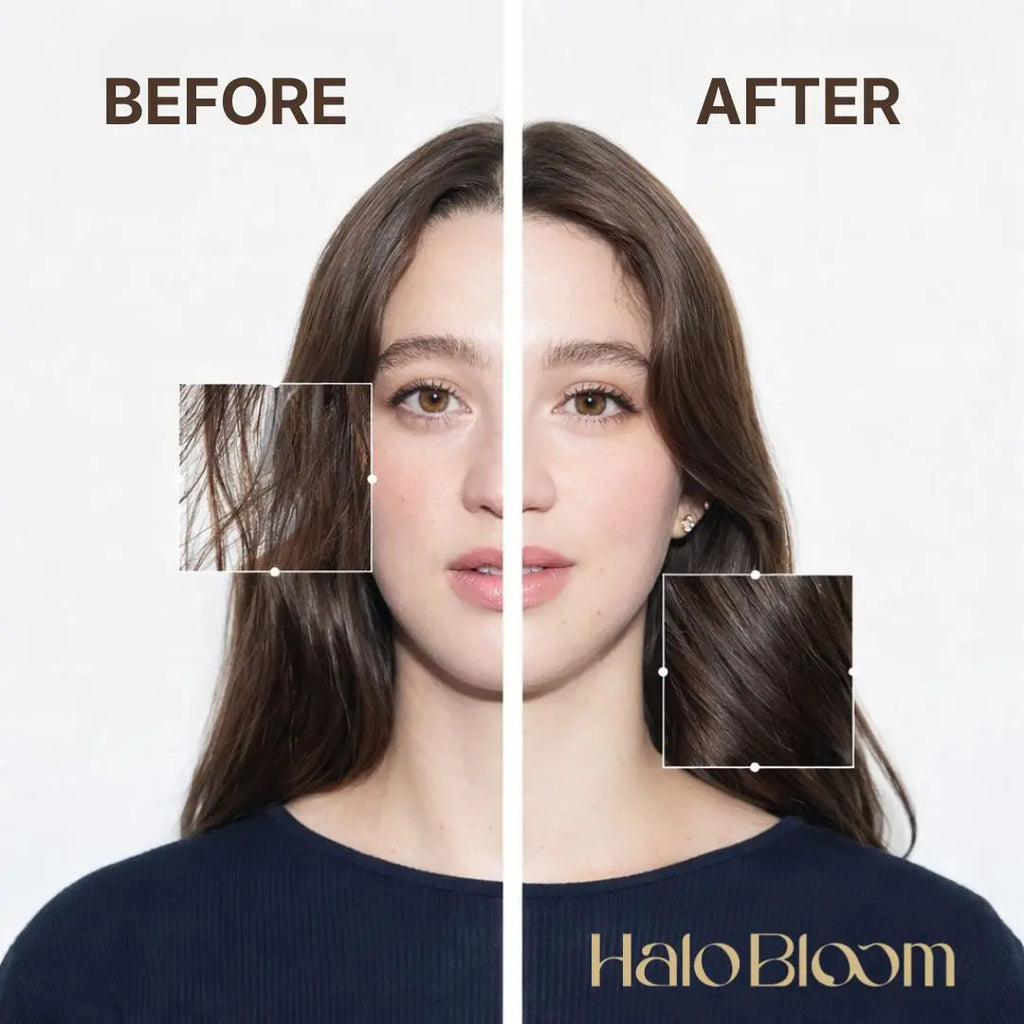 Halo Bloom Signature Set Gift Bundle the Secret Abloomdant Arcadia Hair Oil Serum Brush Set for Festive Hair Care