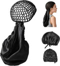Women'S 2-In-1 Satin Hair Wrap & Silk Bonnet - Adjustable Shower/Sleep Cap, Doobie Wrap for Long Curly Hair, Heatless Daily Haircare Gift (Bathroom Home Supply)