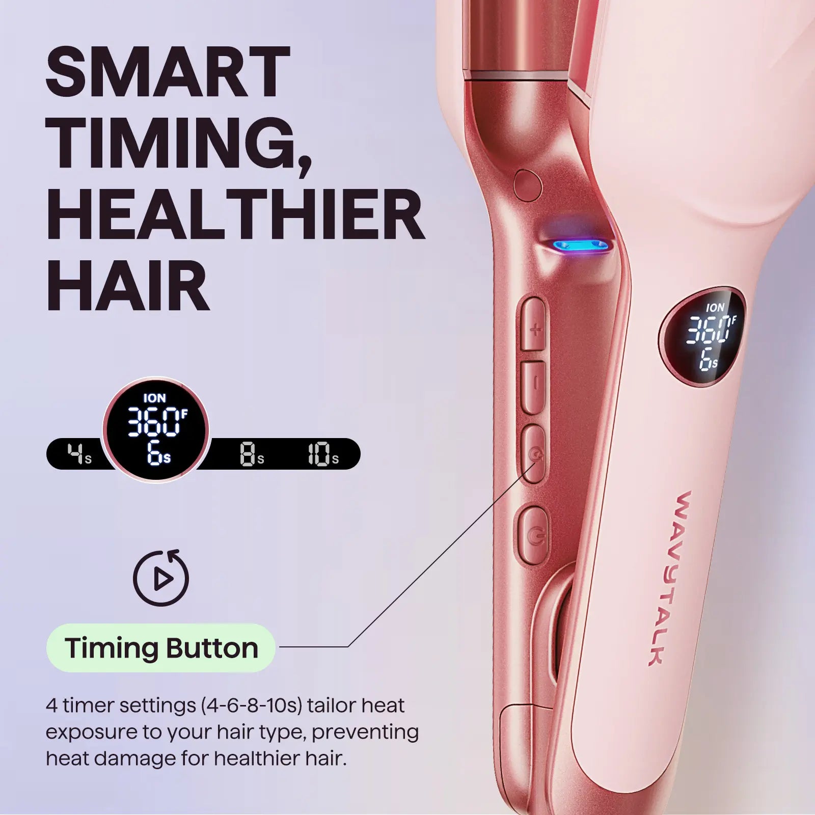 Wavytalk Power Wave Hair Crimper & Curling Wand for Beach Waves with Ionic Technology, Dual Voltage & Lightweight Design, Reducing Frizz & Damage, Perfect for Travel