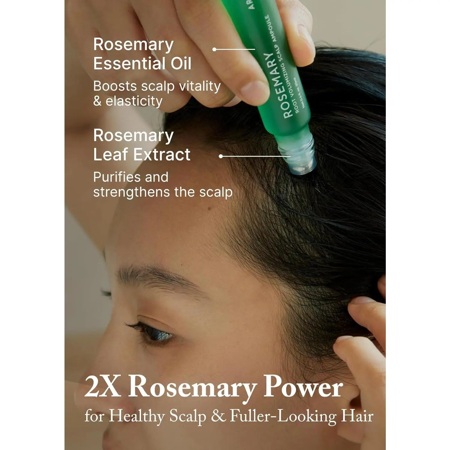AROMATICA Rosemary Root Volumizing Scalp Serum, Hair Growth Serum Roll On, Caffeine 10,000Ppm & Rosemary Essential Oils 1,400 Ppm, Cooling Scalp Korean Hair Care, Silicon/Paraben/Sulfate‑Free (0.67Oz)