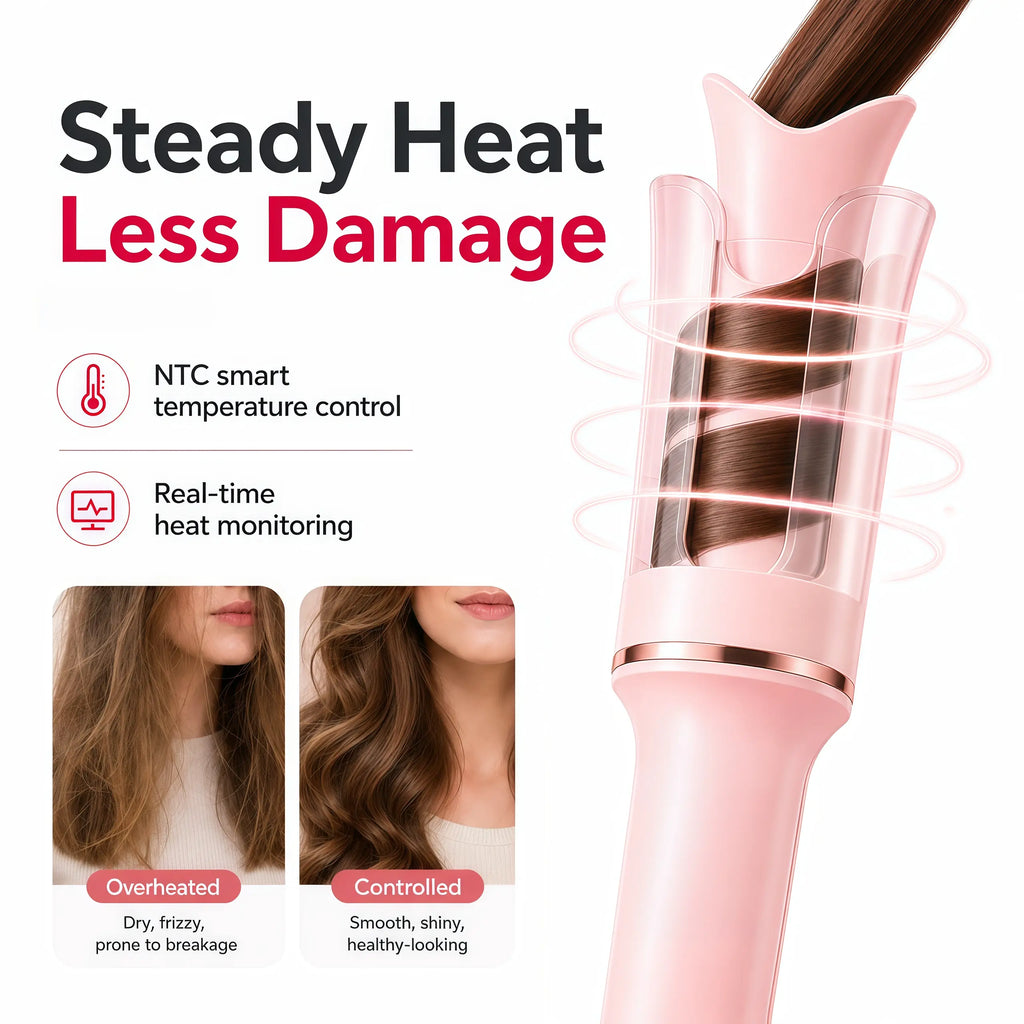 1.25 Inch Auto Rotating Curling Iron – Fast Perfect Curls with 500 Million Negative Ions, Ionic Ceramic Large Barrel Hair Curler, Anti-Scald No Burn, Anti-Tangle, Long Lasting Beach Waves, Professional Salon Results, Dual Voltage Travel Ready