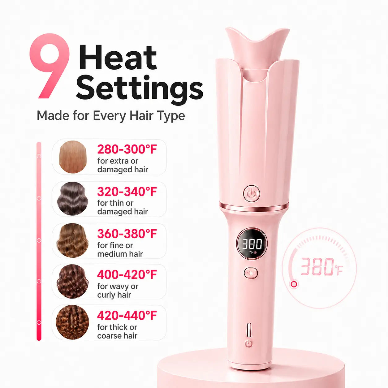 1.25 Inch Auto Rotating Curling Iron – Fast Perfect Curls with 500 Million Negative Ions, Ionic Ceramic Large Barrel Hair Curler, Anti-Scald No Burn, Anti-Tangle, Long Lasting Beach Waves, Professional Salon Results, Dual Voltage Travel Ready