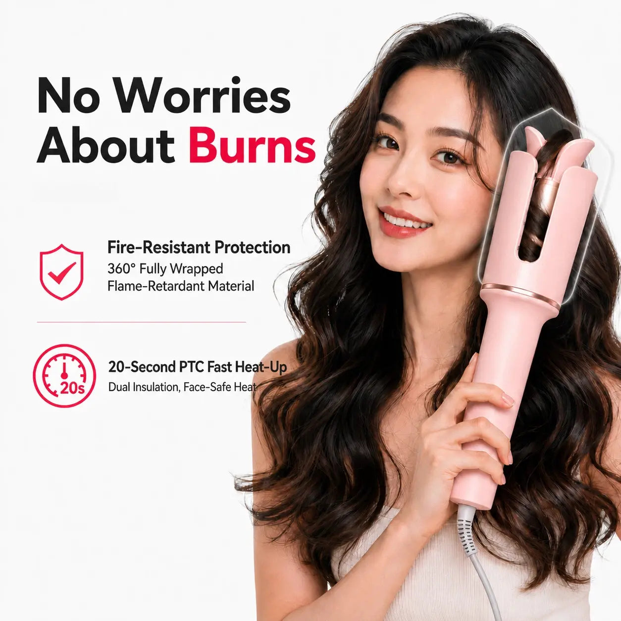1.25 Inch Auto Rotating Curling Iron – Fast Perfect Curls with 500 Million Negative Ions, Ionic Ceramic Large Barrel Hair Curler, Anti-Scald No Burn, Anti-Tangle, Long Lasting Beach Waves, Professional Salon Results, Dual Voltage Travel Ready