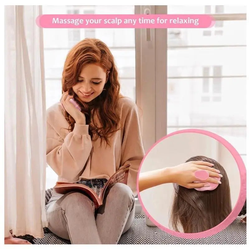 Soft Silicone Scalp Massager for Soothing Exfoliation and Dry Scalp Care, Water-Resistant Body Brush for Shower Use for Women, Pink
