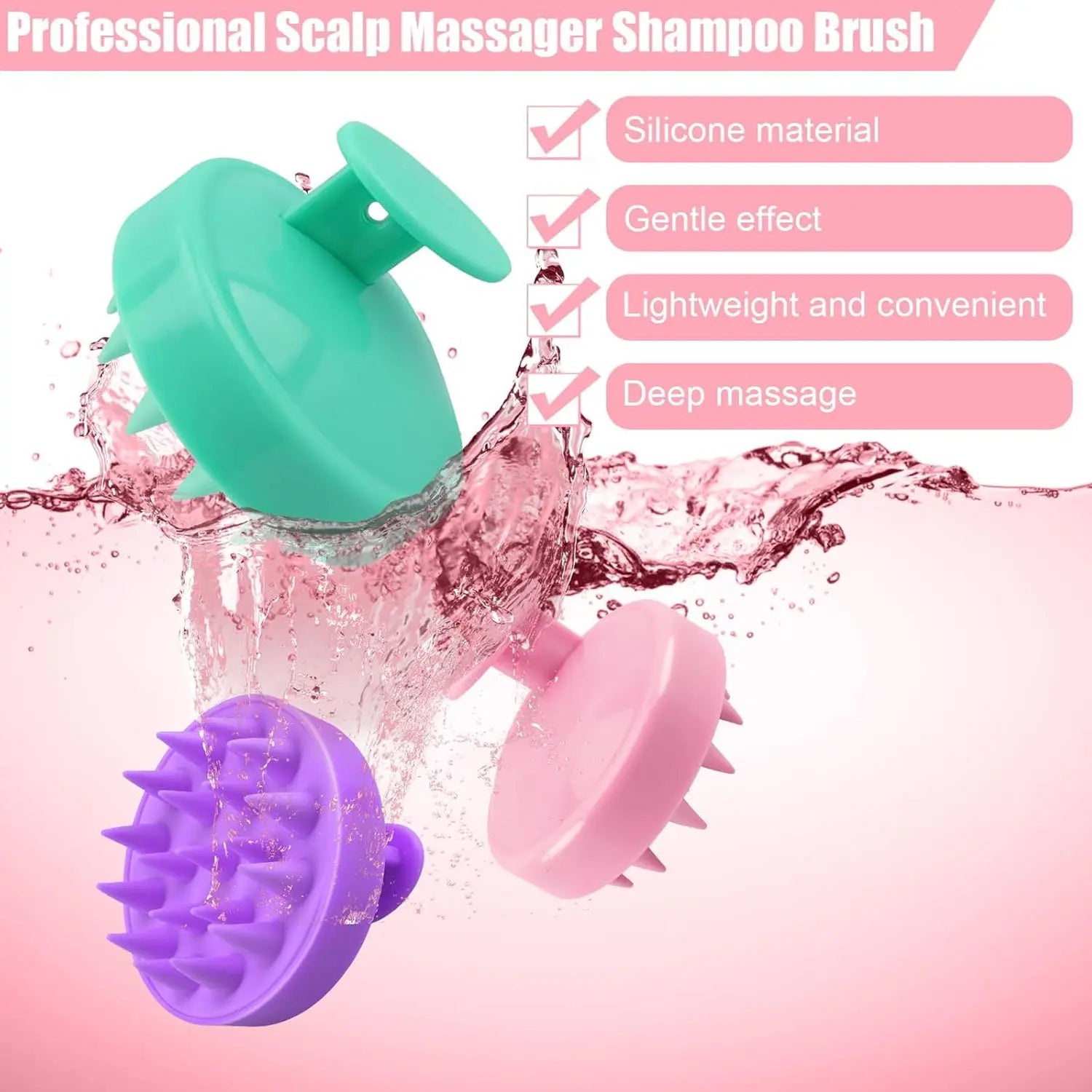 Scalp Massager Shampoo Brush, Soft Silicone Hair-Washing Brush for Deep Cleaning, Relaxing Scalp Massage & Hair Growth Care Shampoo Scrubber, Head Massagers