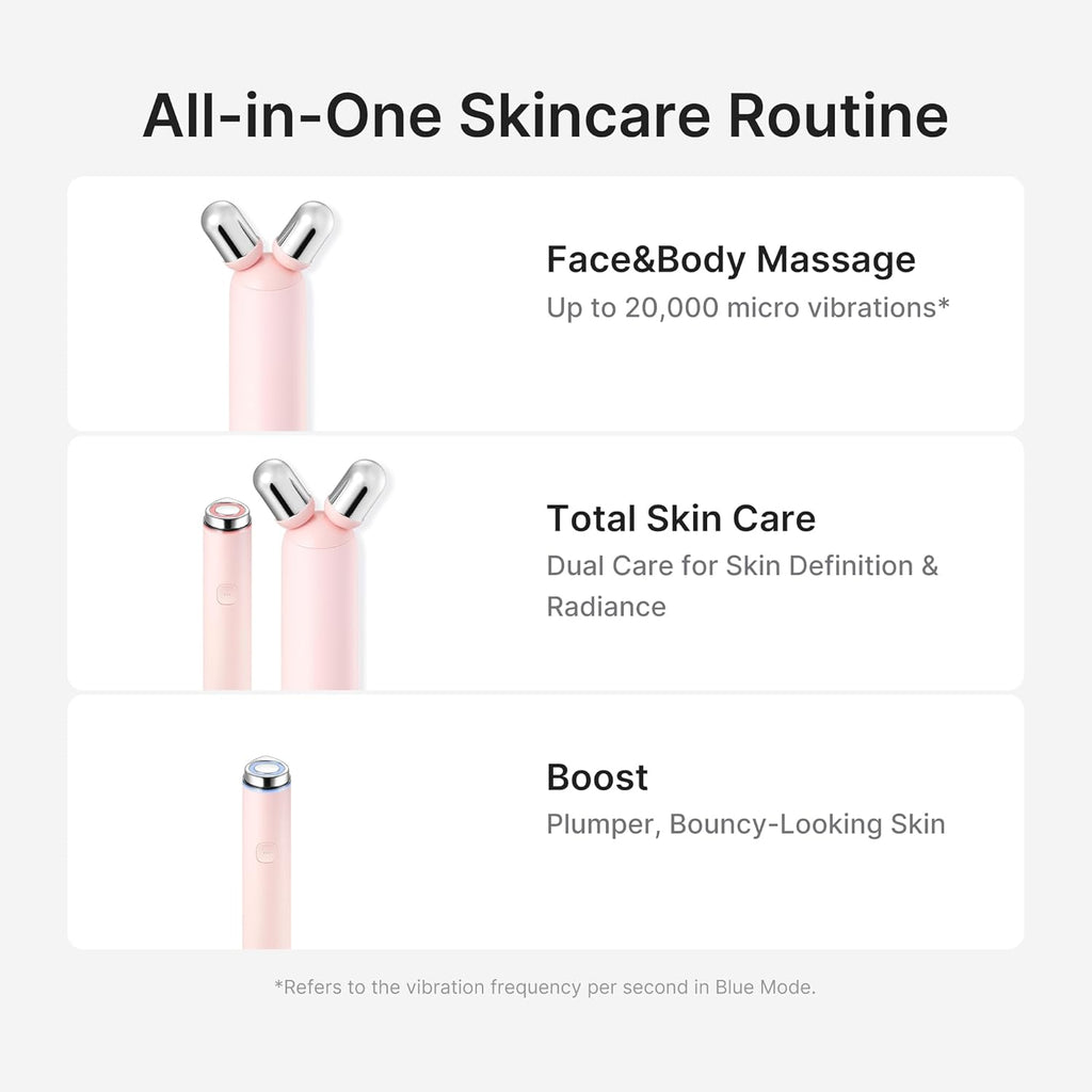 At-Home Contour & Define Device Set: Mini Booster Pro plus Face Roller Device Set Pink and PDRN Booster Gel | PDRN, Peptides & Niacinamide | Face & Body Massager for Depuffing & Contouring
