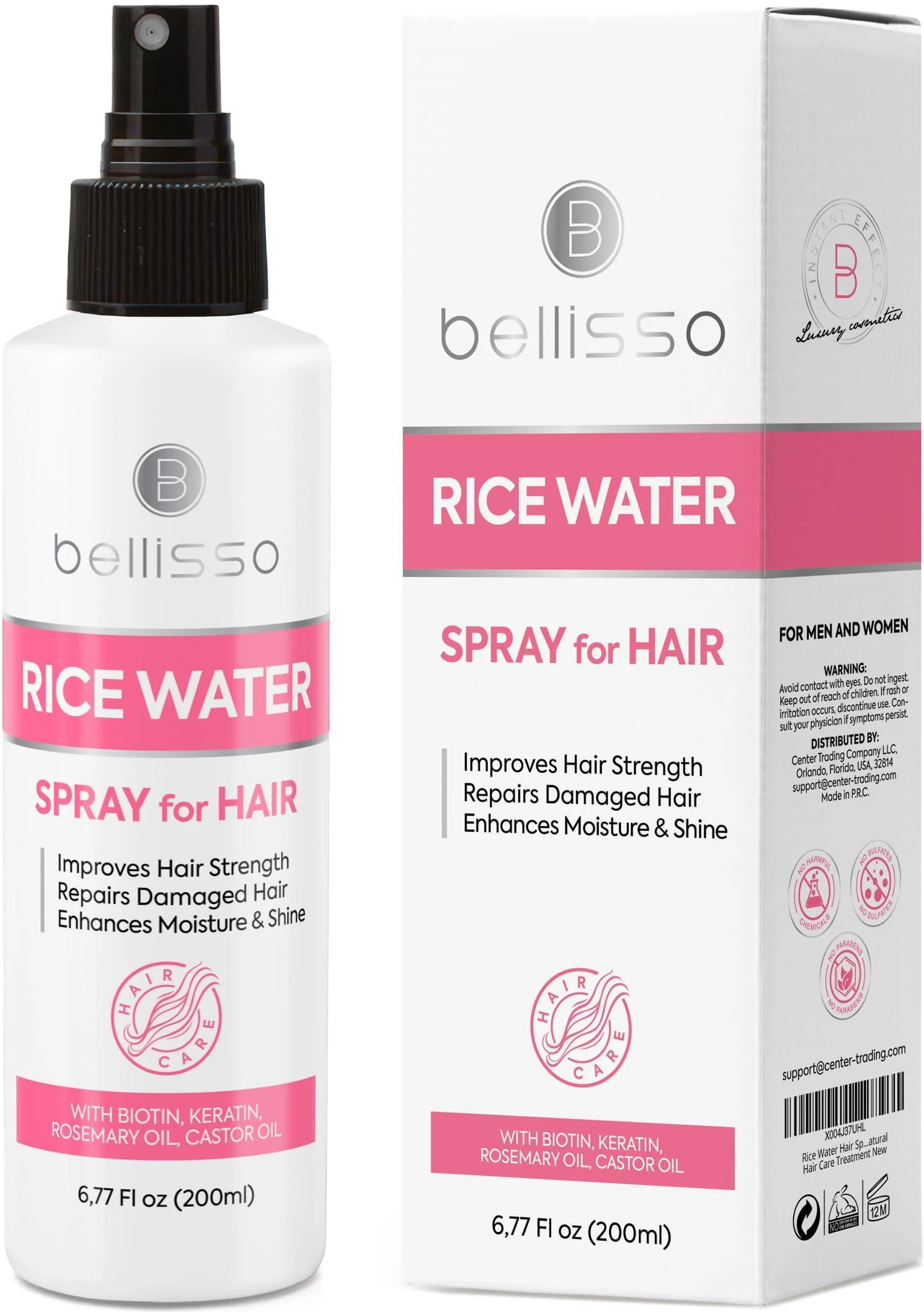 Rice Water Spray for Hair with Rosemary Biotin and Castor Oil Tonic for Women and Men with Thinning Hair Fermented Thickening Treatment to Fight Hair Fall Daily Strengthening Leave in Formula