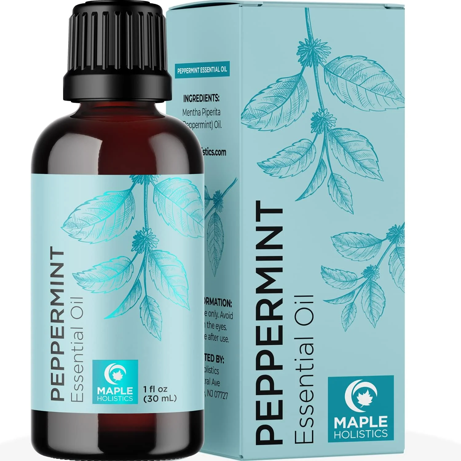 Undiluted Peppermint Essential Oil for Diffuser -  Pure Peppermint Oil for Hair Skin and Nails Shower Aromatherapy and Candle Making - Mint Essential Oil for Humidifier 1Oz