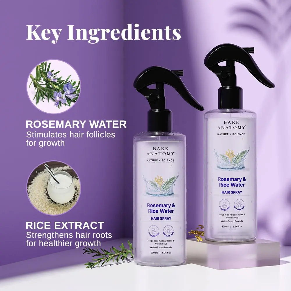Rosemary & Rice Water Hair Spray- 200Ml Pack of 2