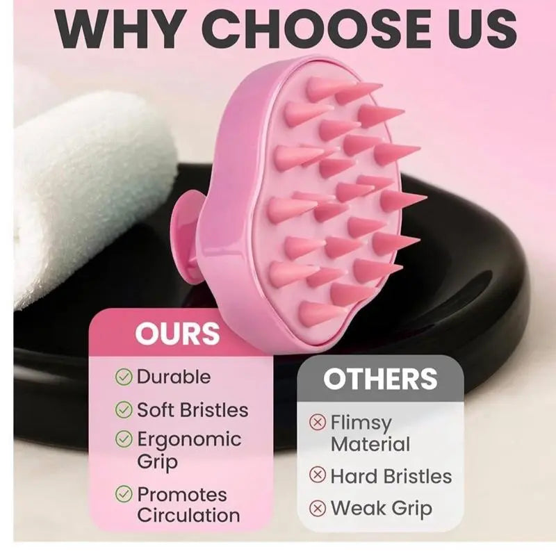 Soft Silicone Scalp Massager for Soothing Exfoliation and Dry Scalp Care, Water-Resistant Body Brush for Shower Use for Women, Pink