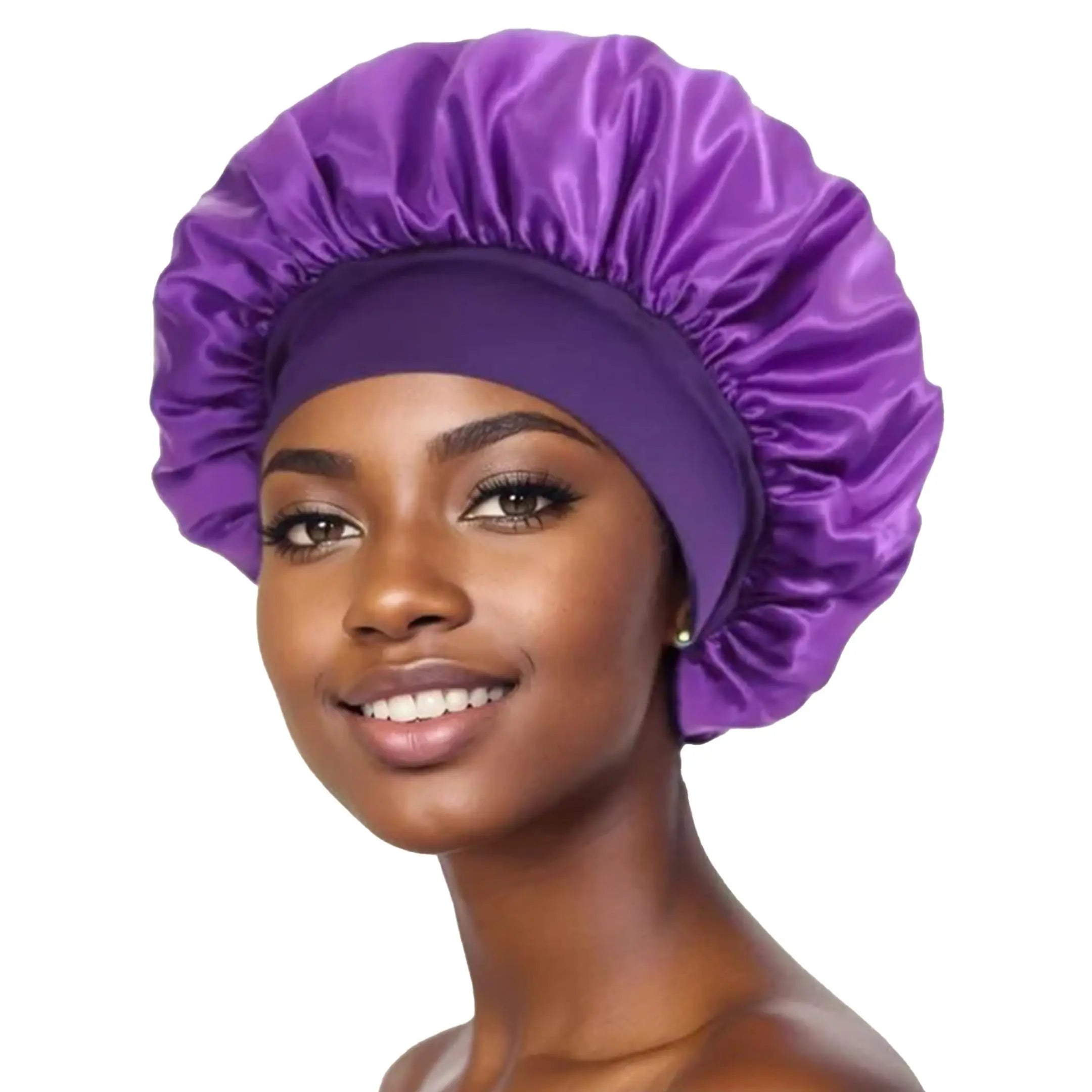 Twicebeauty Women'S Silk Hair Bonnet for Braids - Satin Sleep Cap with Soft Elastic Band, Casual Adults' Daily Haircare Gift Accessory, Wine-Colored, Cold Wash & Easy to Clean