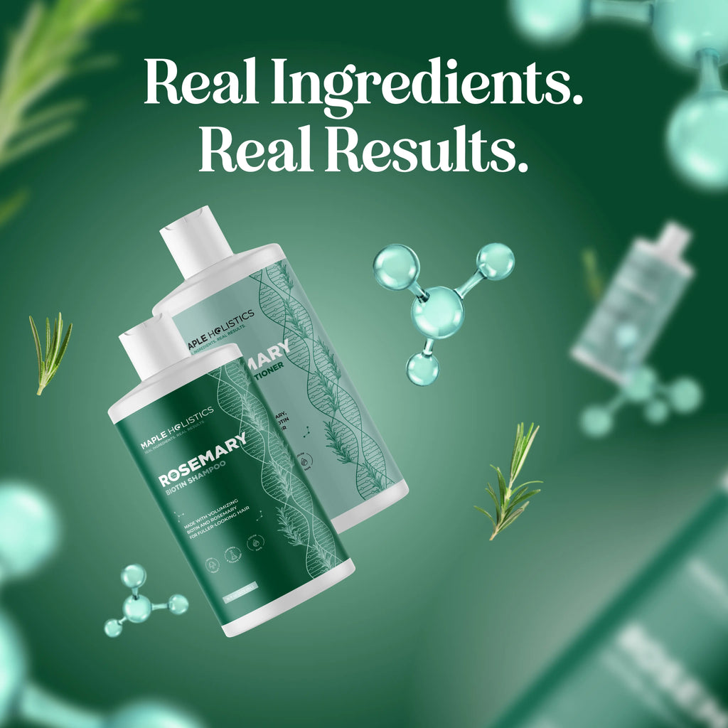 Maple Holistics Biotin & Rosemary Shampoo and Conditioner Set - Volumizing Hair Care for Thicker-Looking Hair | Scalp Invigorating Formula with Rosemary Oil | Sulfate-Free & Vegan Duo for Fine & Thinning Hair
