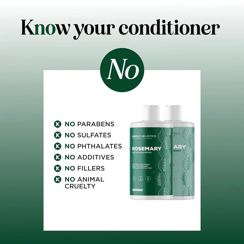 Maple Holistics Biotin & Rosemary Shampoo and Conditioner Set - Volumizing Hair Care for Thicker-Looking Hair | Scalp Invigorating Formula with Rosemary Oil | Sulfate-Free & Vegan Duo for Fine & Thinning Hair
