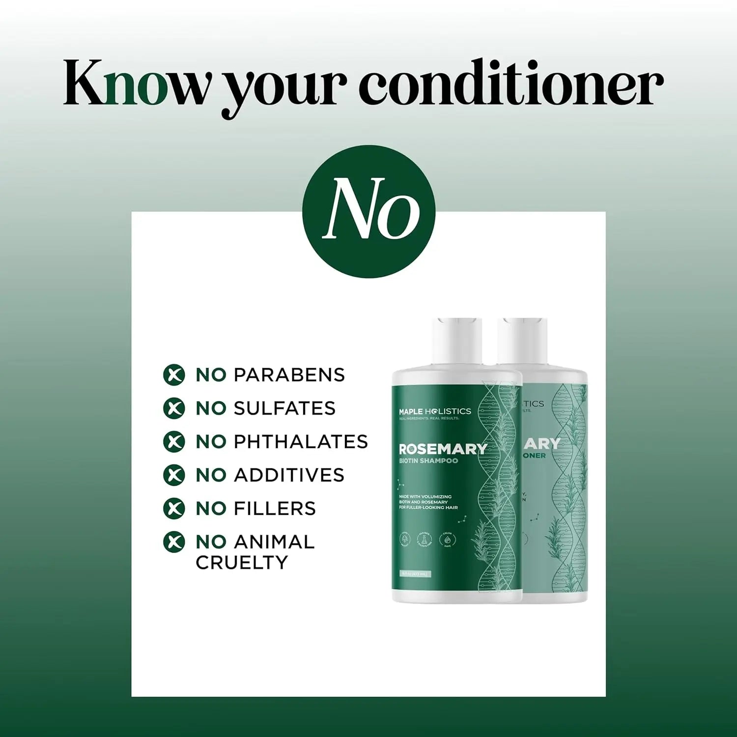 Maple Holistics Biotin & Rosemary Shampoo and Conditioner Set - Volumizing Hair Care for Thicker-Looking Hair | Scalp Invigorating Formula with Rosemary Oil | Sulfate-Free & Vegan Duo for Fine & Thinning Hair
