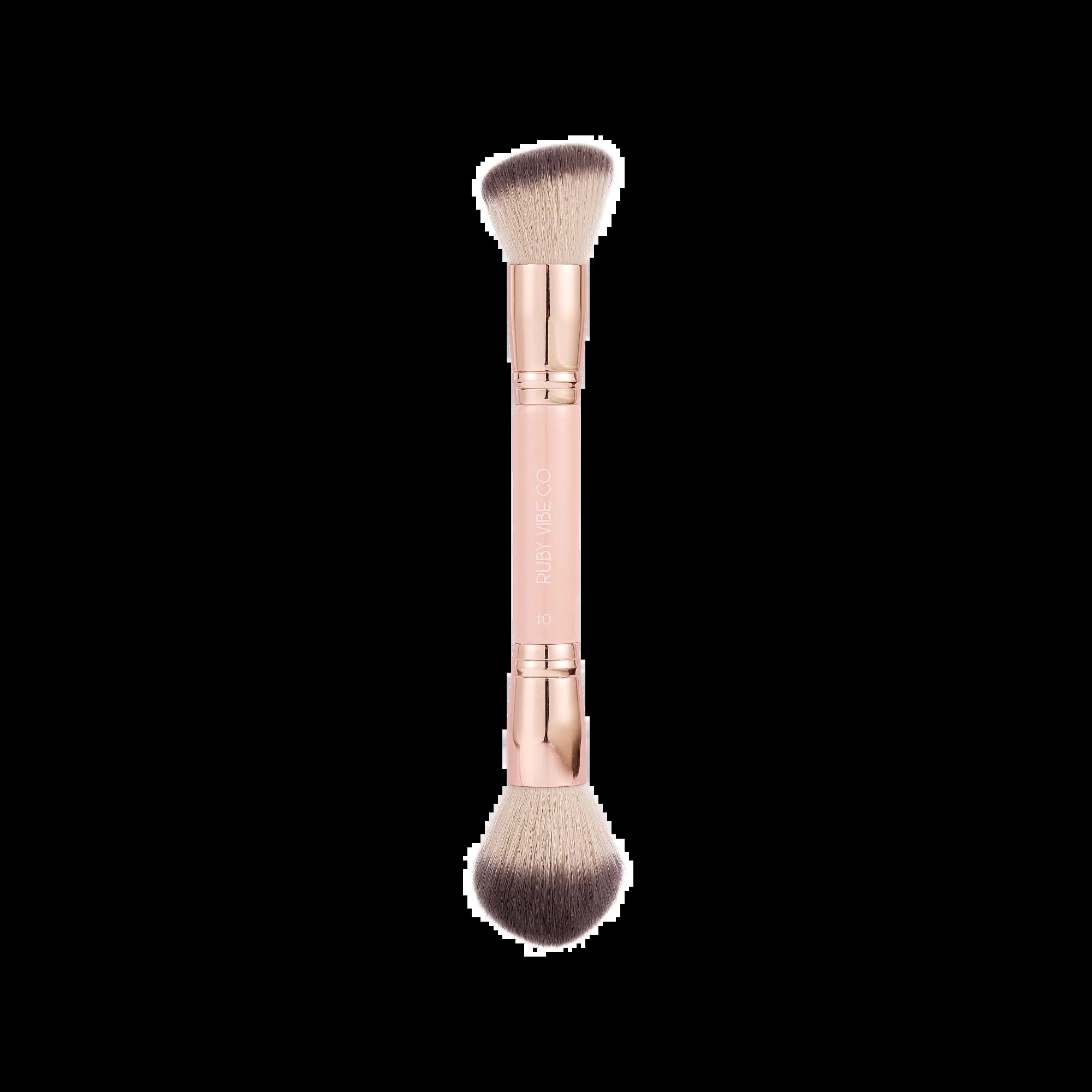 [RUBY VIBE CO] Celestialglow 2-In-1 Brush 016 Complexion Foundation & Concealer Brush Vegan Cruelty-Free Synthetic Bristles, Rose Gold Aluminum Ferrule, Pink Wooden Handle
