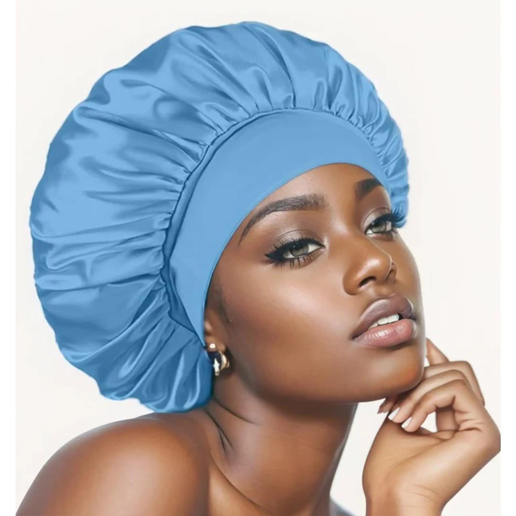 Twicebeauty Women'S Silk Hair Bonnet for Braids - Satin Sleep Cap with Soft Elastic Band, Casual Adults' Daily Haircare Gift Accessory, Wine-Colored, Cold Wash & Easy to Clean