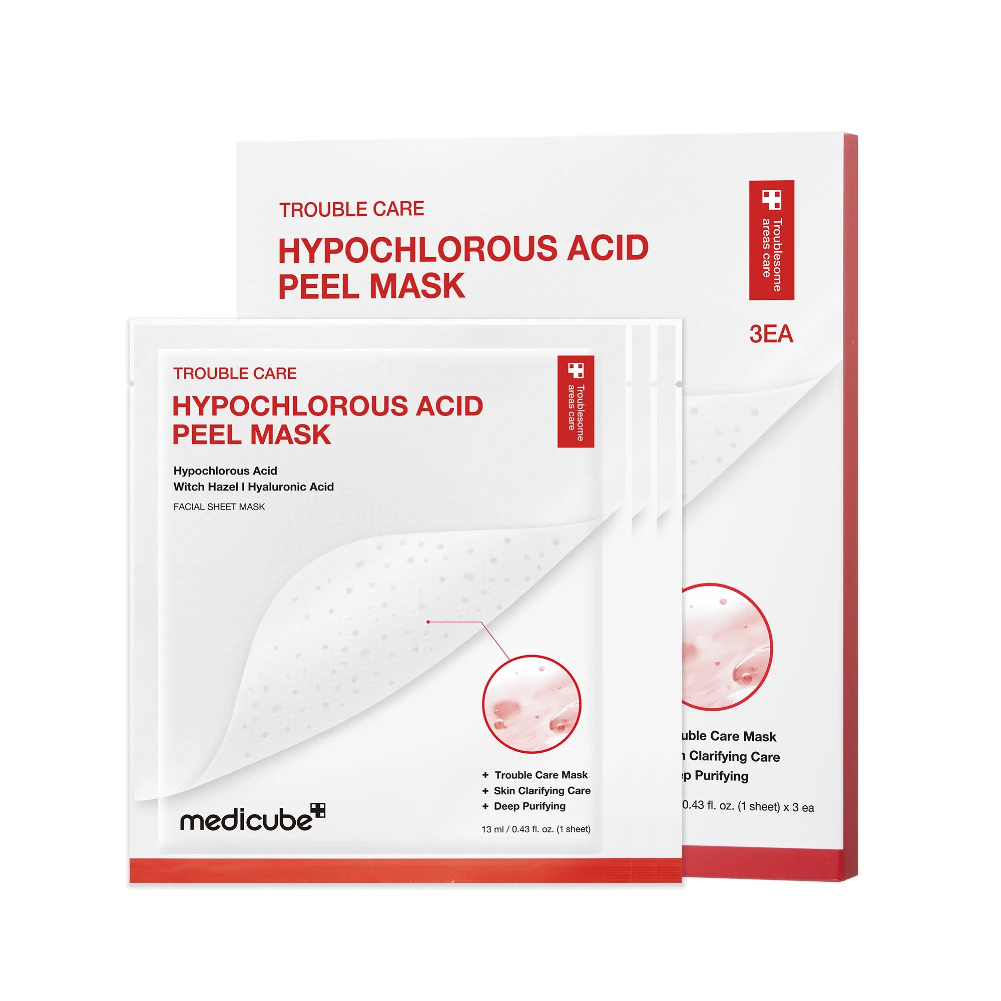 [Medicube] Hypochlorous Acid Peel Masks | Peel-Off Sheet Mask for Excess Sebum & Pore Care | Panthenol, Hyaluronic Acid for Hydrating & Pore-Refining Care | Korean Skincare, (13Ml / 0.43 Fl. Oz. X 3Ea)