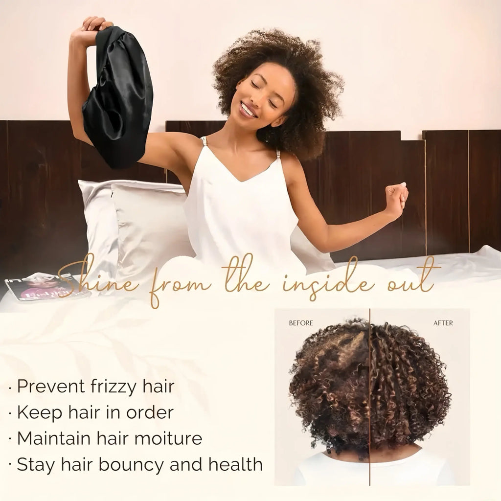 Satin Silk Hair Care Set, Pillowcase + Satin Bonnet + Hair Band, Anti-Frizz, Heatless Styling Tool, Suitable for Curly Long Hair