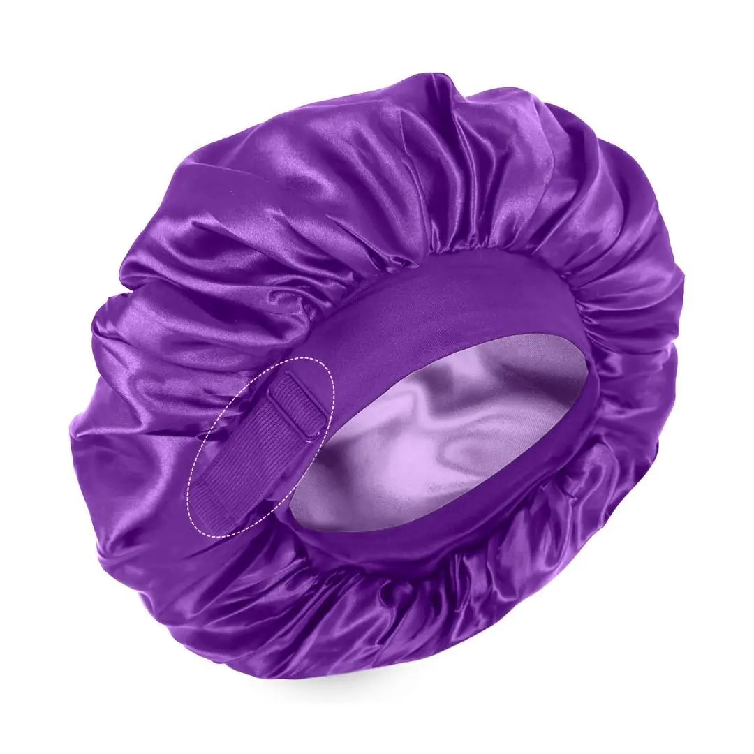 Silk for Sleeping Double Layer Satin Adjustable for Black Woman Sleep Cap Reversible Hair for Curly Hair (Blackandpurple) Love Lucy Bonnet Hats Daily Heatless Elastic Haircare