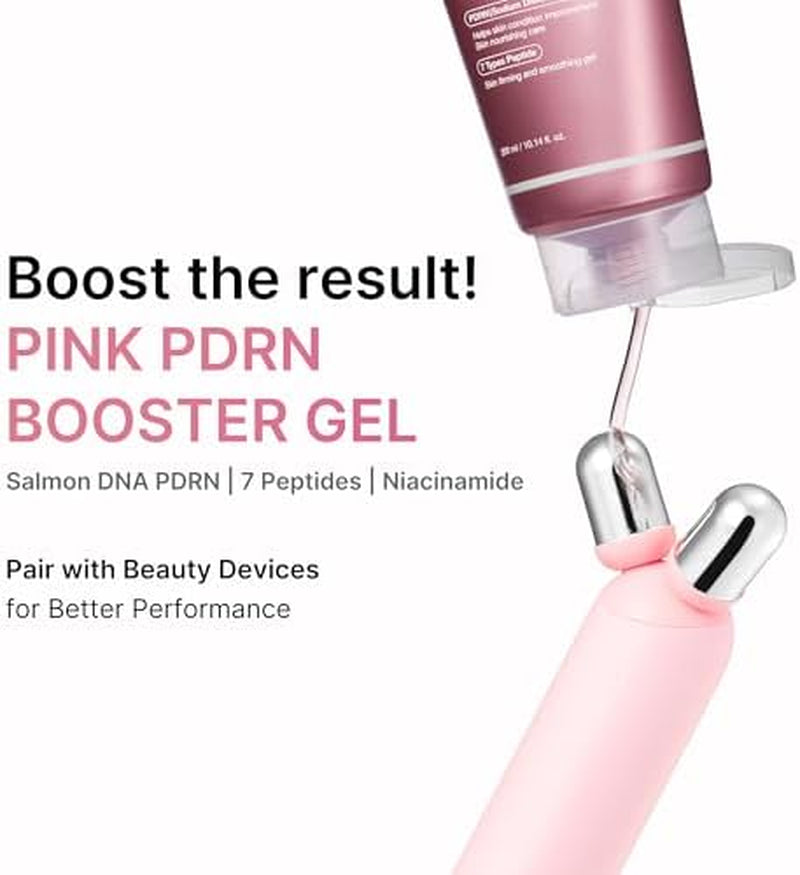 At-Home Contour & Define Device Set: Mini Booster Pro plus Face Roller Device Set Pink and PDRN Booster Gel | PDRN, Peptides & Niacinamide | Face & Body Massager for Depuffing & Contouring