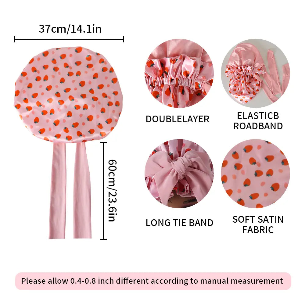 Double Layer Silk Bonnet for Haircare - Soft & Practical Sleeping Cap with Elastic Tie Band for Curly & Natural Hair,Bonnets for Sleeping Women,Curly Hair Nightcap, Smooth,For Women'S Natural Curly,For Gift,Fashion